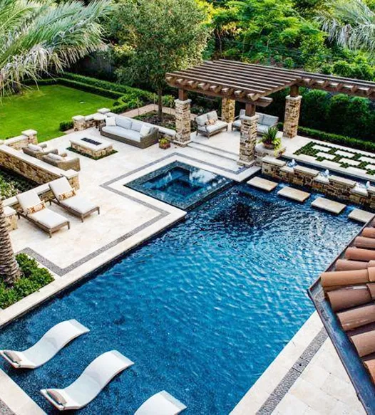 Swimming pool and water feature landscaping in Abu Dhabi UAE